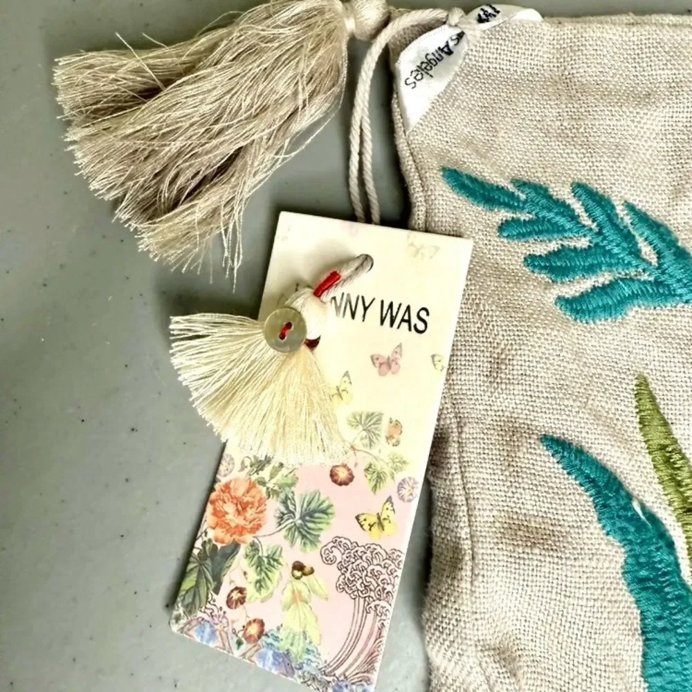 NEW Johnny Was Arla Linen Embroidered Pillow Cover Only Floral Tassels 23